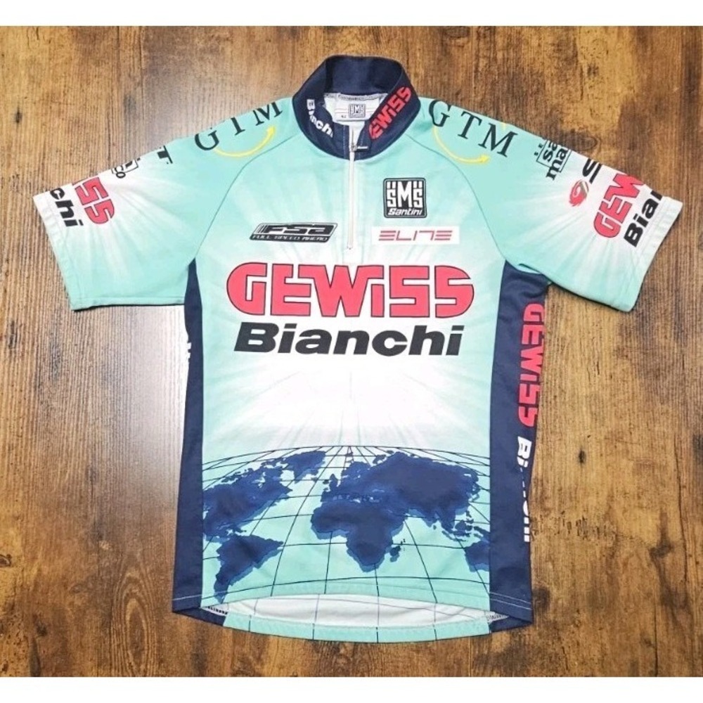 GEWISS BIANCHI SANTINI MAGLIA SHIRT MAILLOT BICI CICLISMO CYCLISM Small